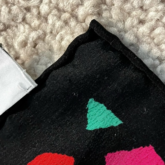 Vintage 80s Silk Scarf Large Square Dark Floral Diamond Border Jewel Tones - Picture 6 of 6